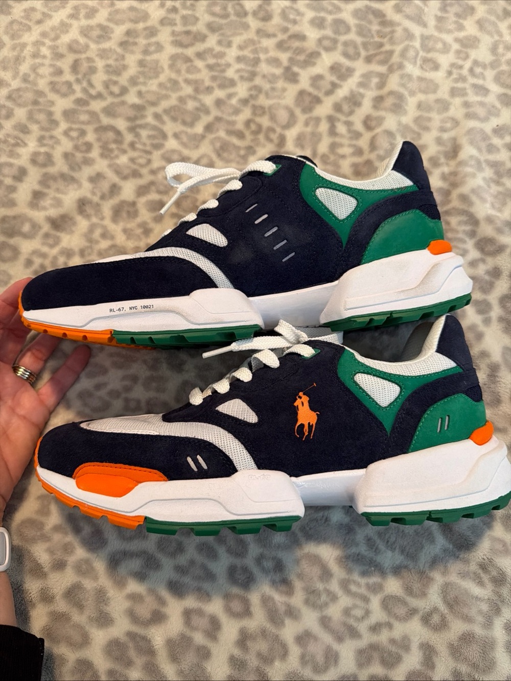 $138 NWOB Polo Ralph Lauren Jogger Suede And Mesh Sneakers - Picture 5 of 14